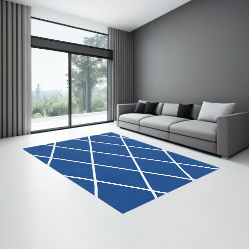 Minimalist Geometric Mid Century Modern Blue Rug