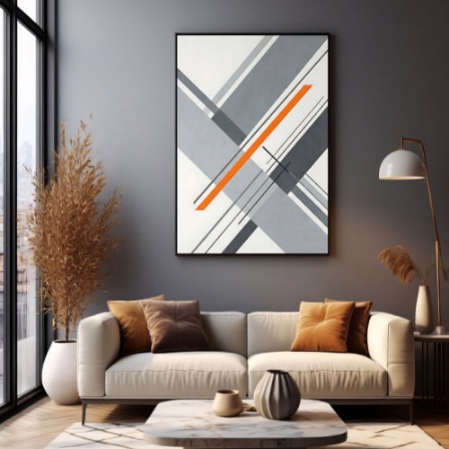 Minimalist Geometric Orange Accent Canvas Print