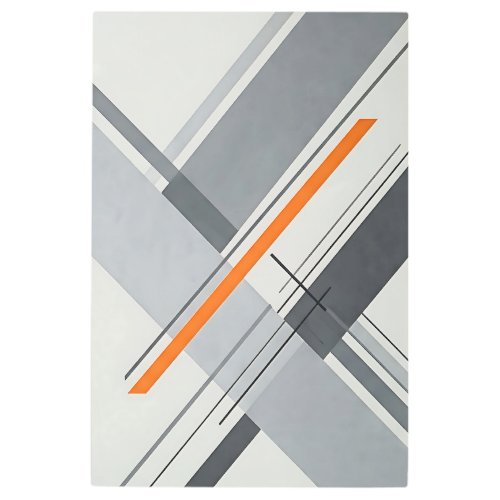 Minimalist Geometric Orange Accent Metal Print