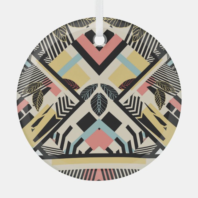 Minimalist Geometric: Pattern Design Glass Ornament (Front)