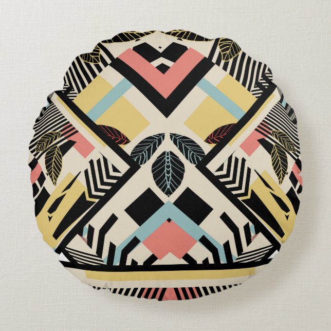 Minimalist Geometric: Pattern Design Round Pillow (Front)