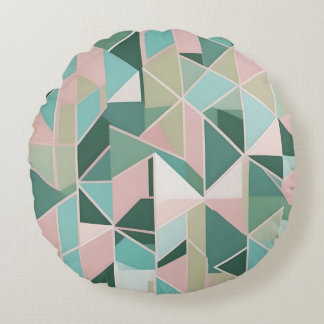 Minimalist geometric pattern in pastel colors round pillow