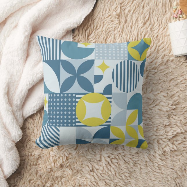 Minimalist geometric pattern with simple shapes  throw pillow (Blanket)