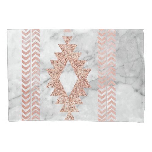 minimalist geometric rose gold aztec white marble pillow case