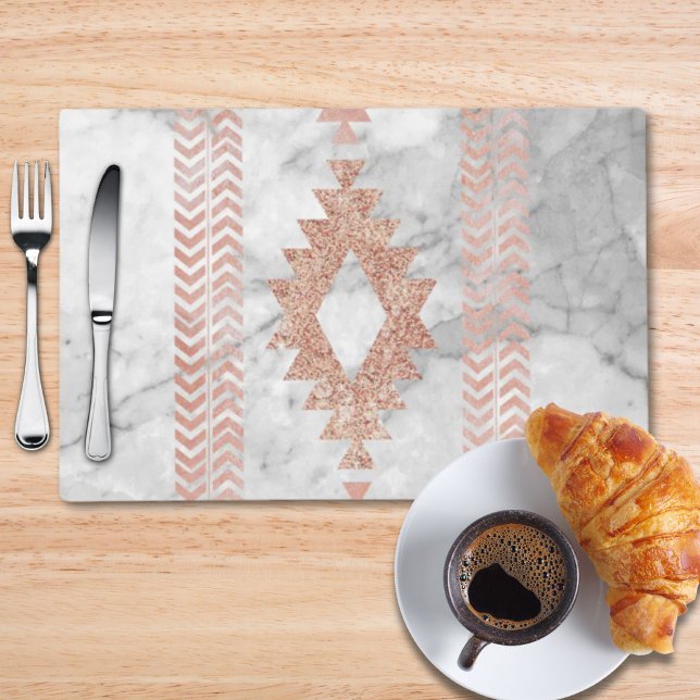 minimalist geometric rose gold aztec white marble placemat (minimalist geometric rose gold aztec white marble placemat)