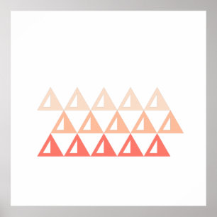 Minimalist Geometric Shapes in Red Orange Coral Poster
