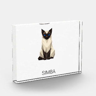 Minimalist Geometric Siamese Cat Polygonal Art Acrylic Award