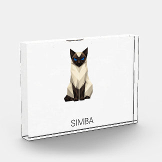 Minimalist Geometric Siamese Cat Polygonal Art Acrylic Award
