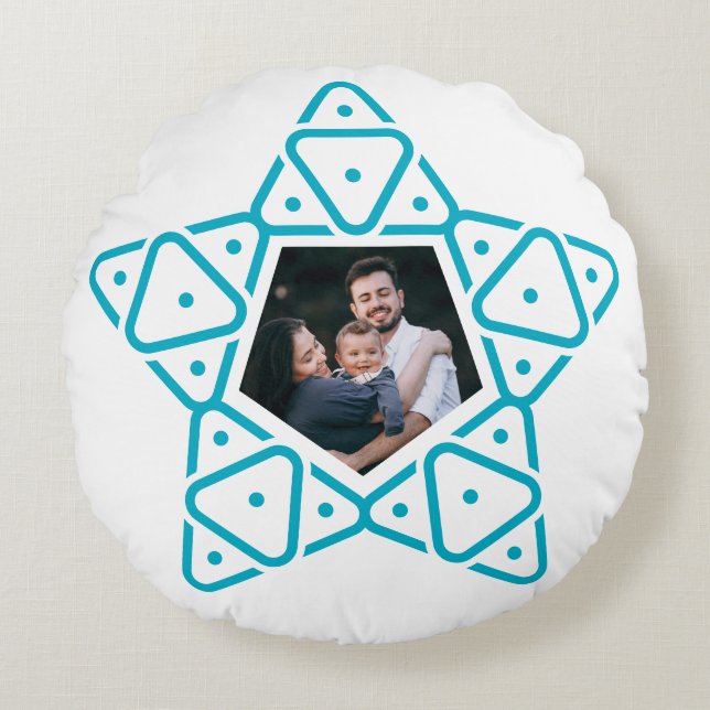 Minimalist Geometric Star of David Art Round Pillow (Front)
