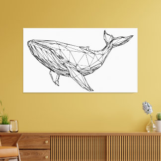Minimalist Geometric Whale Canvas Wall Art