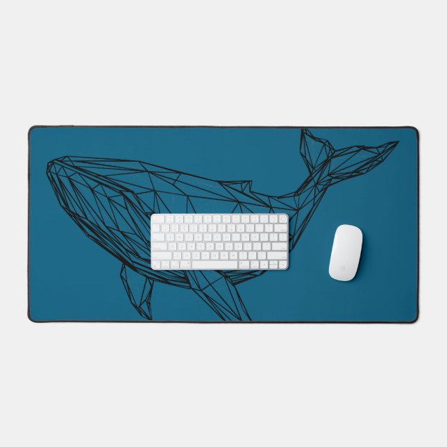 Minimalist Geometric Whale Desk Mat (Keyboard & Mouse)