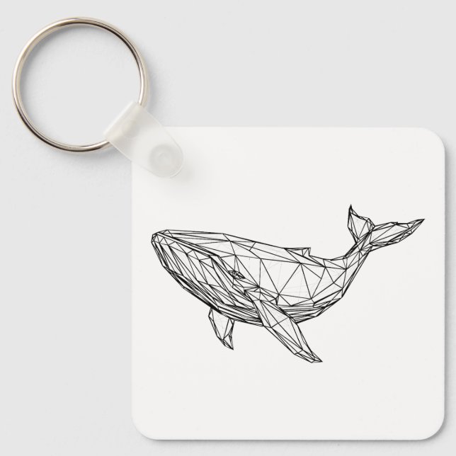 Minimalist Geometric Whale Keychain (Front)
