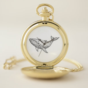 Minimalist Geometric Whale Pocket Watc Pocket Watch