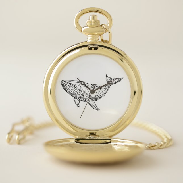Minimalist Geometric Whale Pocket Watc Pocket Watch (Inside)