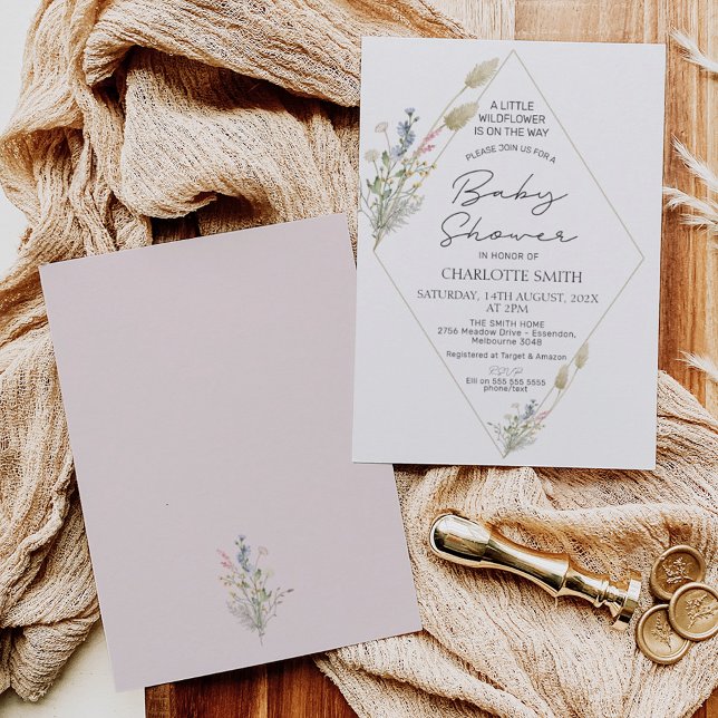 Minimalist Geometric Wildflower Baby Shower Invitation (Creator Uploaded)