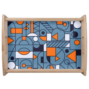 Minimalist Geometry: Retro Abstract Poster Serving Tray