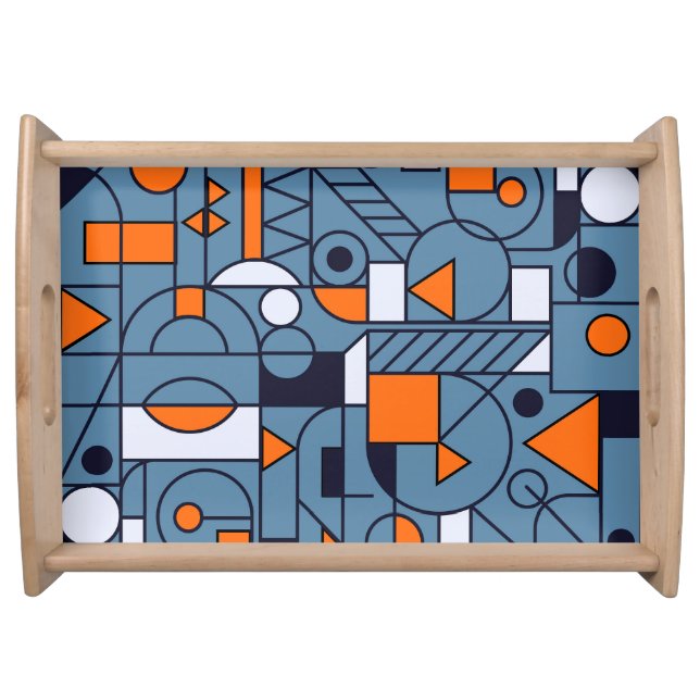 Minimalist Geometry: Retro Abstract Poster Serving Tray (Front)