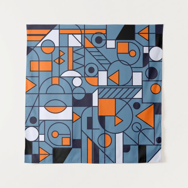 Minimalist Geometry: Retro Abstract Poster Tapestry (Front)