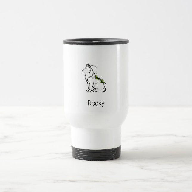 Minimalist German Shepherd Custom Name Travel Mug (Center)