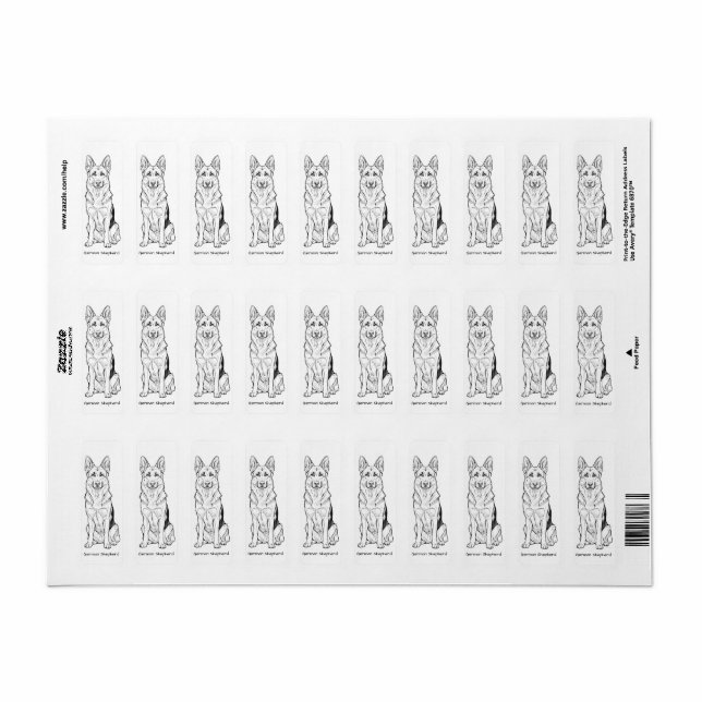 Minimalist German Shepherd Dog Line Art  Label (Full Sheet)