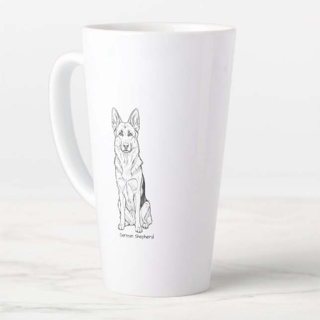 Minimalist German Shepherd Dog Line Art  Latte Mug (Left Angle)