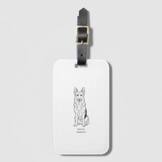 Minimalist German Shepherd Dog Line Art  Luggage Tag