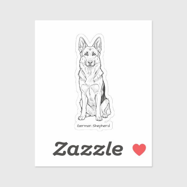 Minimalist German Shepherd Dog Line Art  Sticker (Sheet)