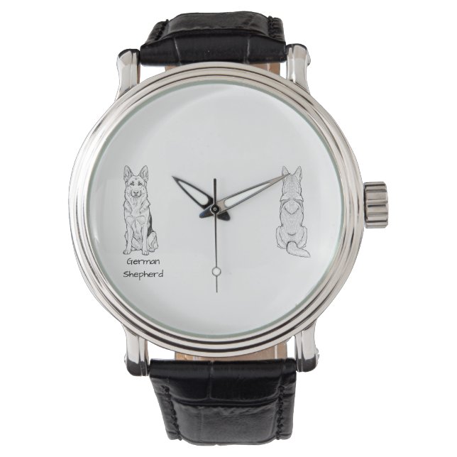 Minimalist German Shepherd Dog Line Art  Watch (Front)