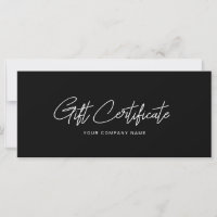 Minimalist Gift Certificate Business Card