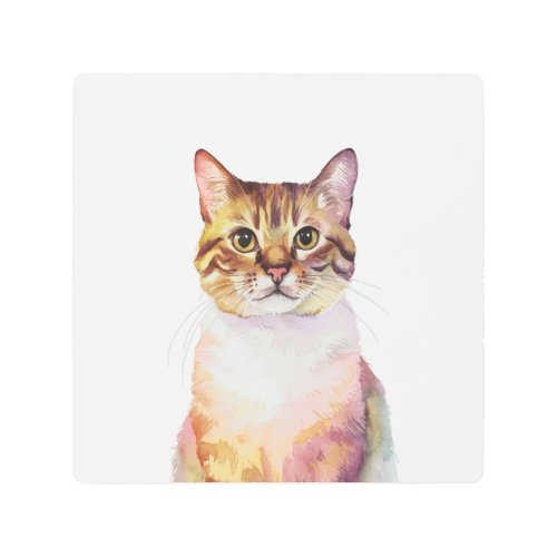 Minimalist Ginger Cat Inspired Metal Print