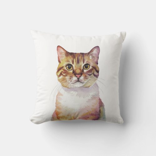 Minimalist Ginger Cat Inspired Throw Pillow