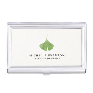 Minimalist Ginkgo Leaf Simple Nature Business Card Case