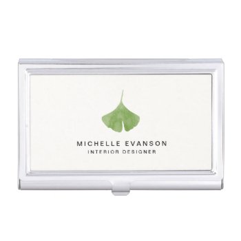 Minimalist Ginkgo Leaf Simple Nature Business Card Case by whimsydesigns at Zazzle