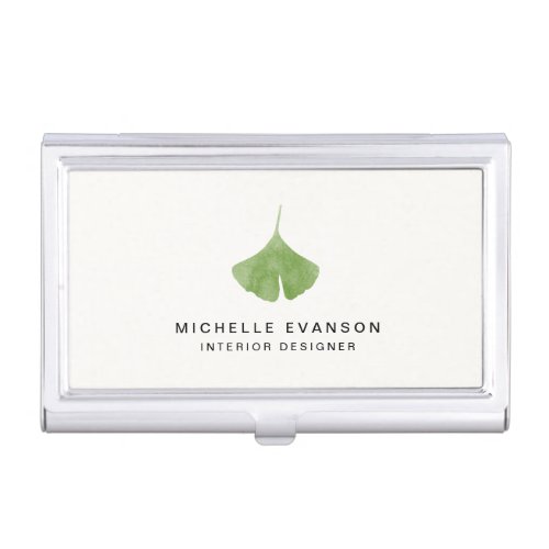 Minimalist Ginkgo Leaf Simple Nature Business Card Case