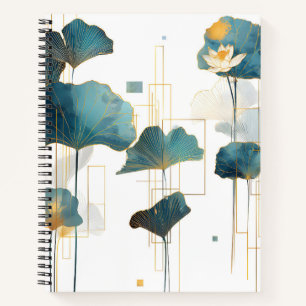 Minimalist Ginkgo Lotus Zen Line Notebook