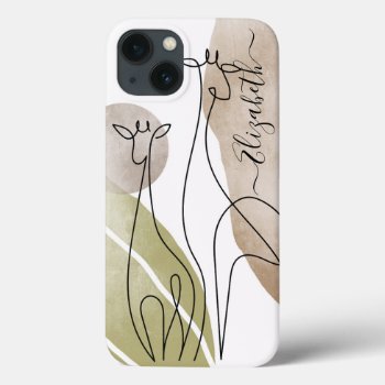 Minimalist Giraffe Continuous Line Art Drawing  Iphone 13 Case by ironydesignphotos at Zazzle