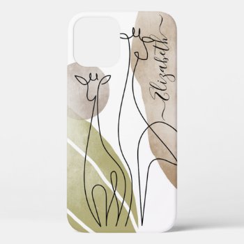Minimalist Giraffe Continuous Line Art Drawing  Iphone 12 Case by ironydesignphotos at Zazzle