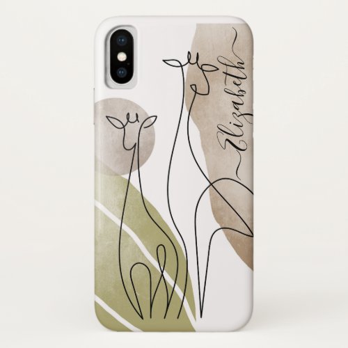 Minimalist Giraffe Continuous Line Art Drawing  iPhone X Case