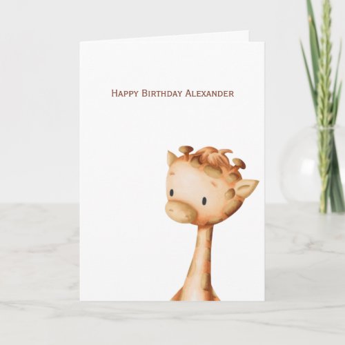 Minimalist Giraffe Drawing Personalized Birthday Card