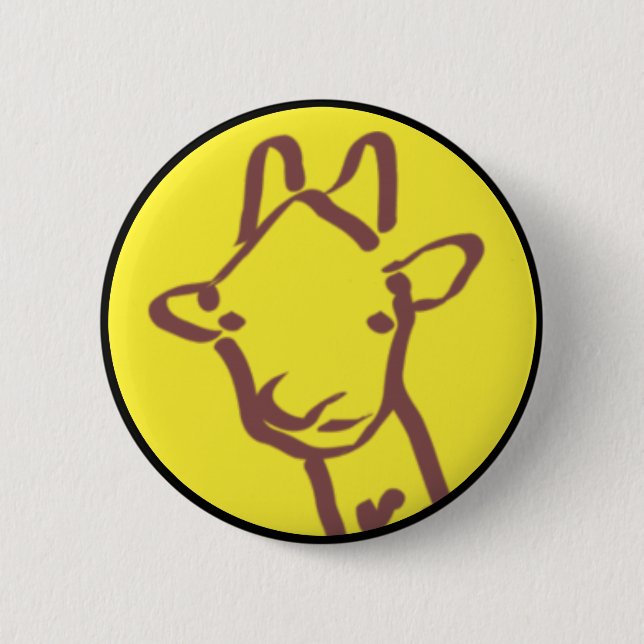 minimalist Giraffe Drawing Pinback Button (Front)