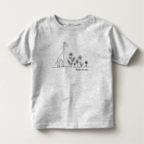 Minimalist Giraffe Flowers Line Art Drawing Toddler T_shirt