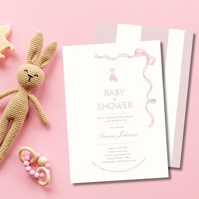 Minimalist Girl Baby Shower Invitation Calligraphy (Creator Uploaded)