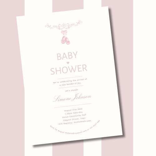 Minimalist Girl Baby Shower Invitation Calligraphy
