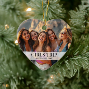Minimalist Girls Trip Girls weekend Photo Ceramic Ornament