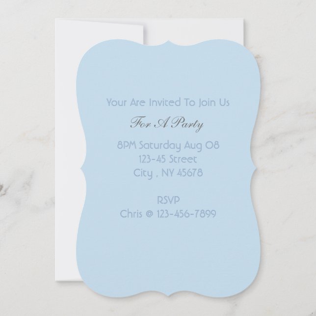 Minimalist girly chic beachy pastel aqua blue invitation (Back)