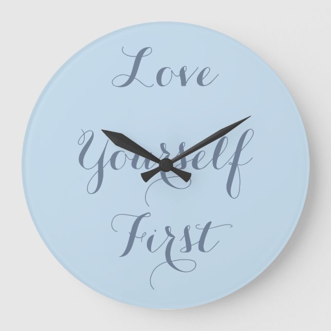 Minimalist girly chic beachy pastel aqua blue large clock (Front)
