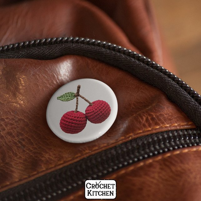 Minimalist Girly Crochet Red Cherry Monogram Name Button (Creator Uploaded)