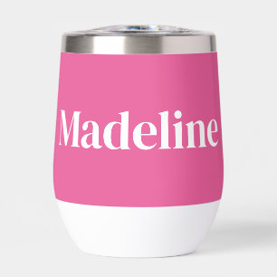 Minimalist Girly Pink Personalized  Thermal Wine Tumbler