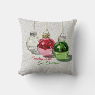 Minimalist Glass Christmas Ornaments Throw Pillow
