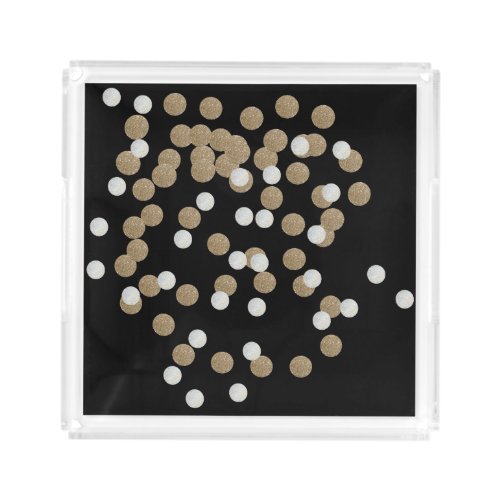 minimalist glitter black champagne gold confetti acrylic tray